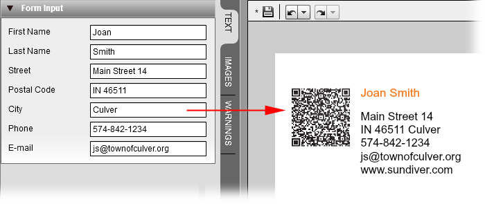 Automatically generate a QR code for business cards in the Apogee StoreFront web-to-print solution